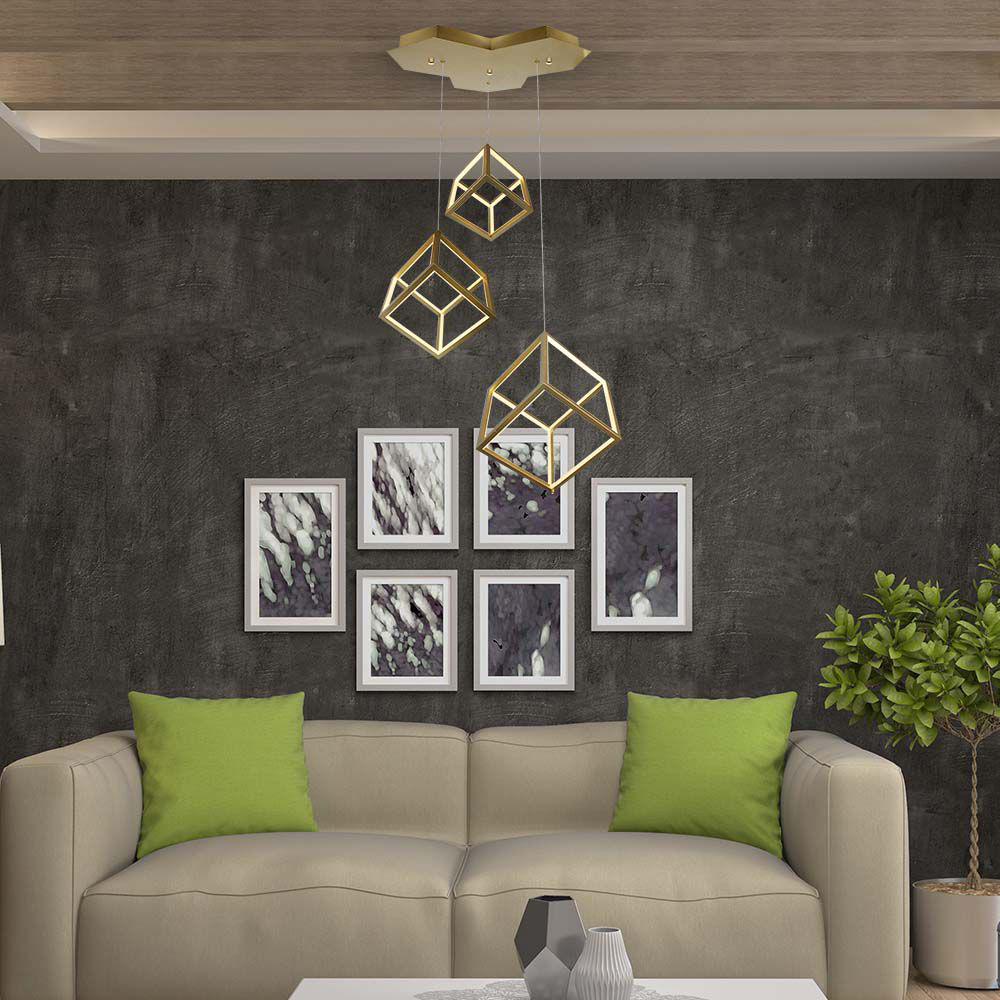 V-TAC 46W 3000K LED Gold Finish Decorative Hanging Light Image 2