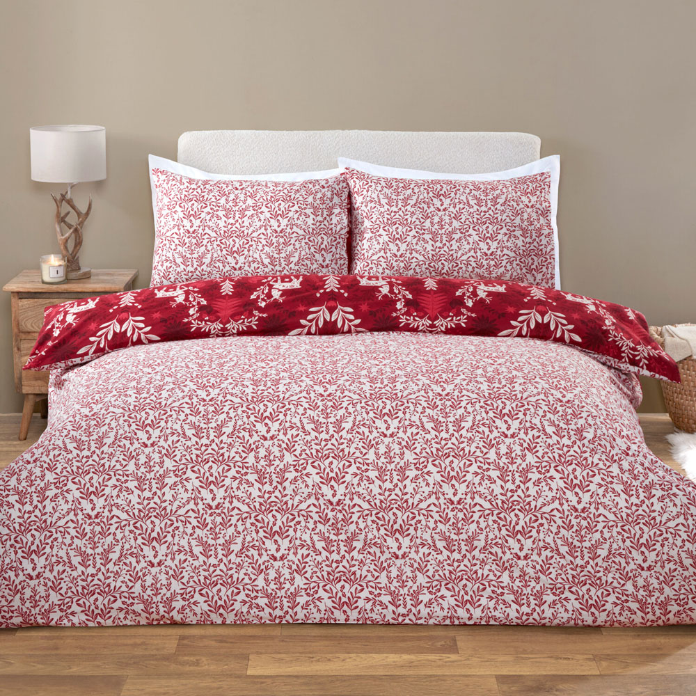 Folklore Stag Duvet Set - Red and White / King Image 5