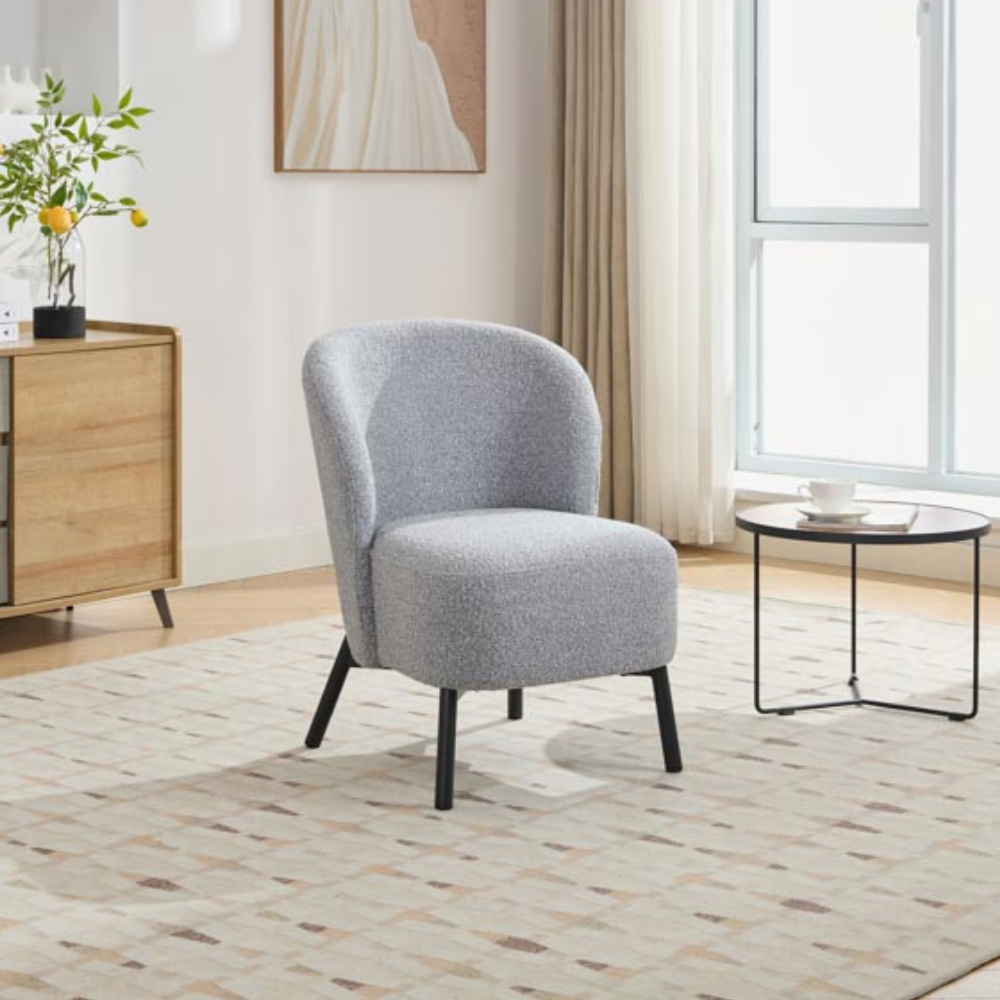 Riverstown Ash Grey Boucle Fabric Accent Chair Image 3