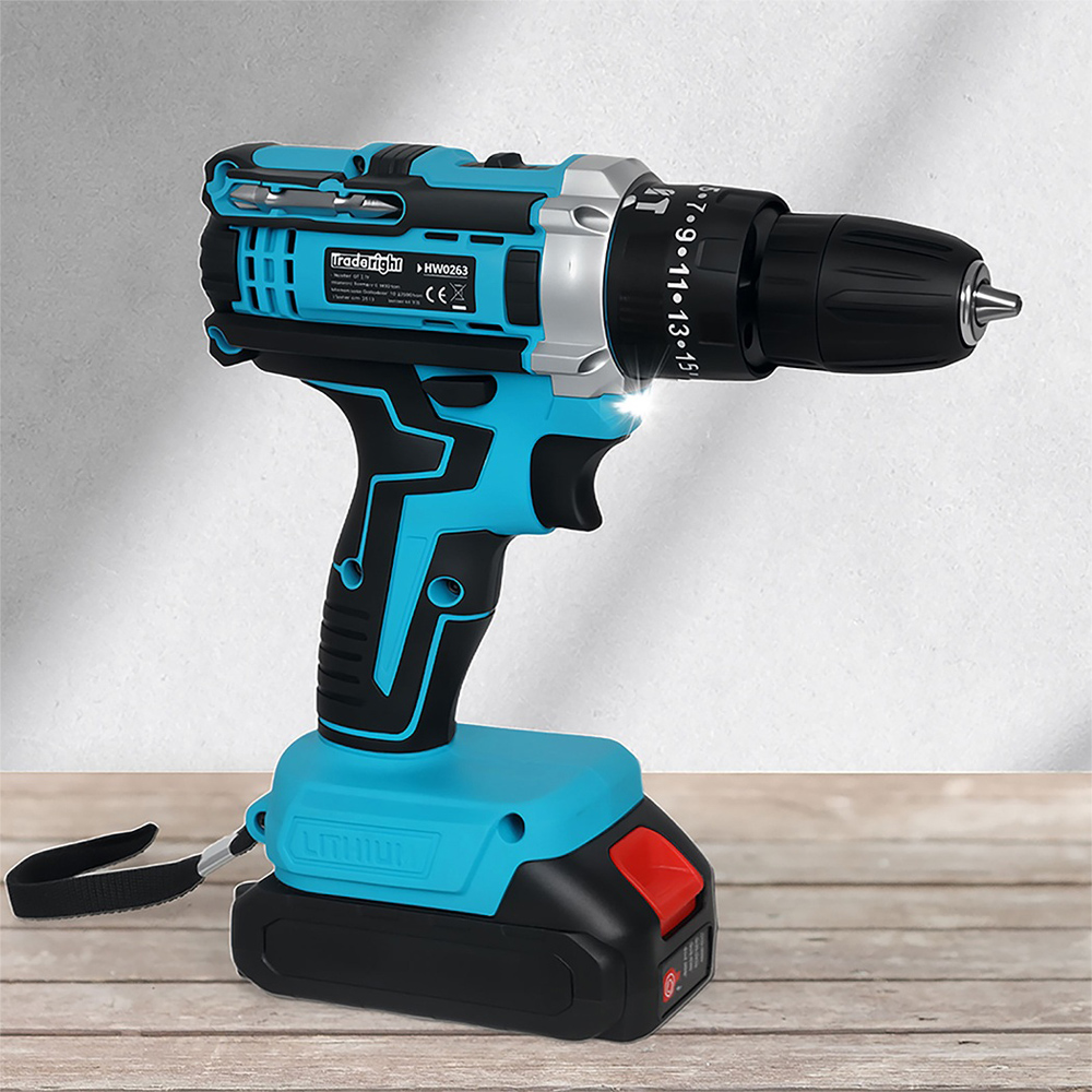 Traderight HW0263 Cordless Combi Drill Driver with 2 Batteries 21V Image 2