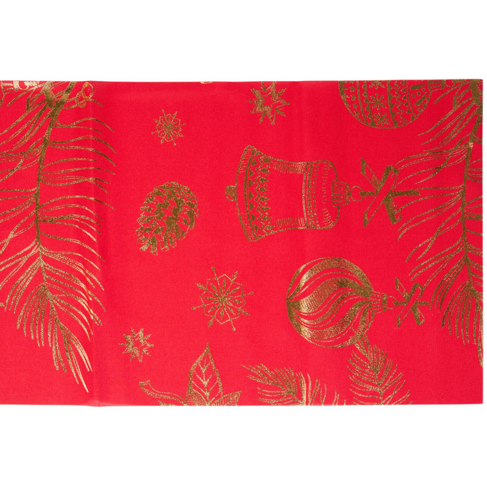 Festive Foiled Table RunnerRed Image 3