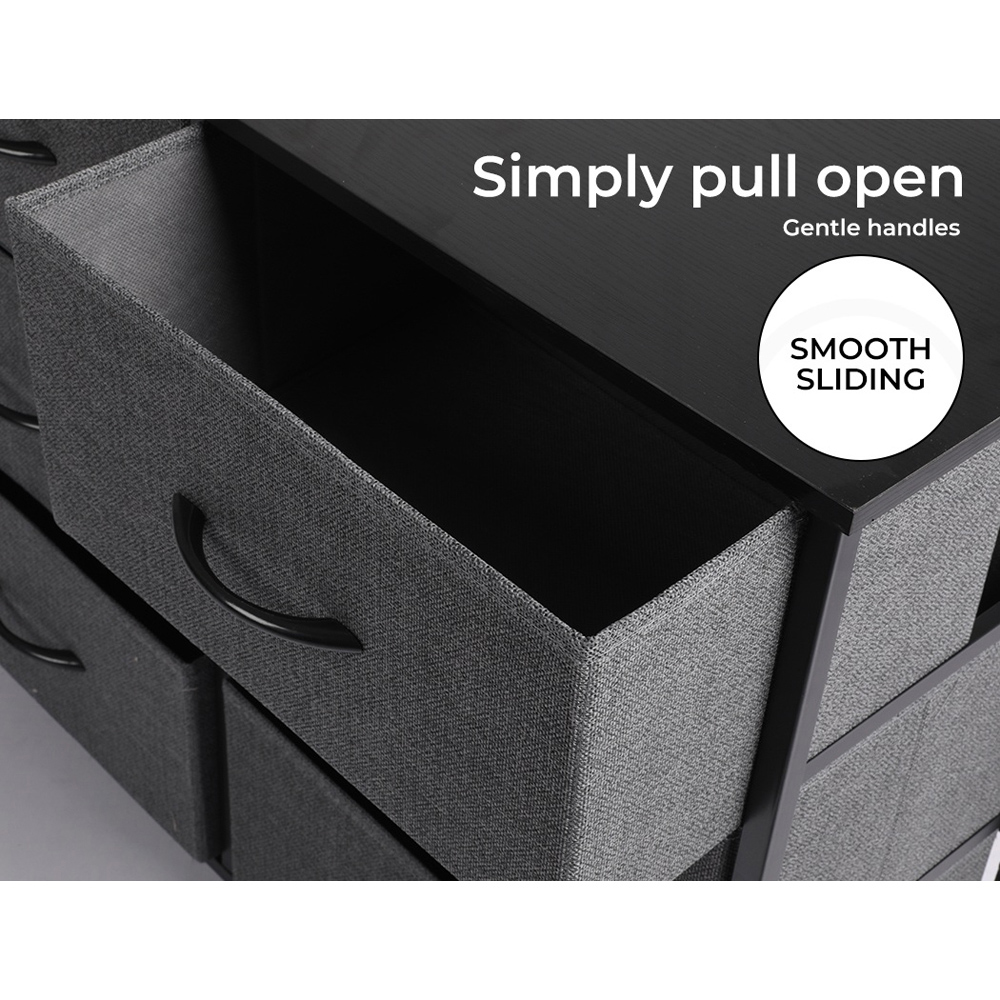 Levede Dark Grey and Black 8 Drawer Fabric Storage Unit Image 7