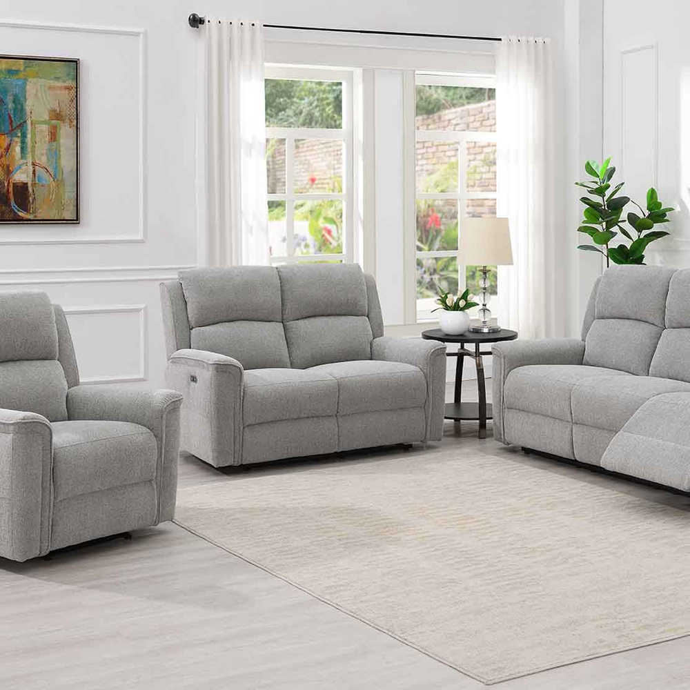 Allen 2 Seater Light Grey Power Recliner Sofa Image 4