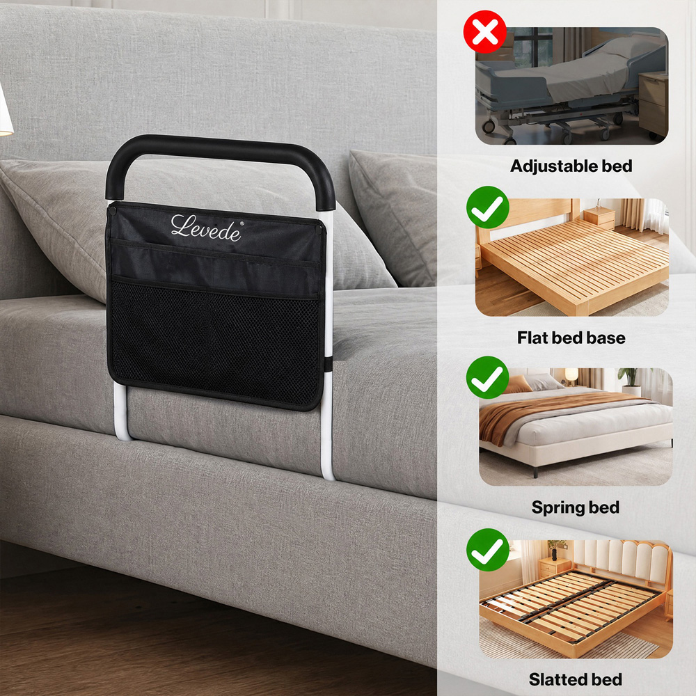 Levede Adjustable Height Safety Assist Bed Rail with Storage Pocket Image 6