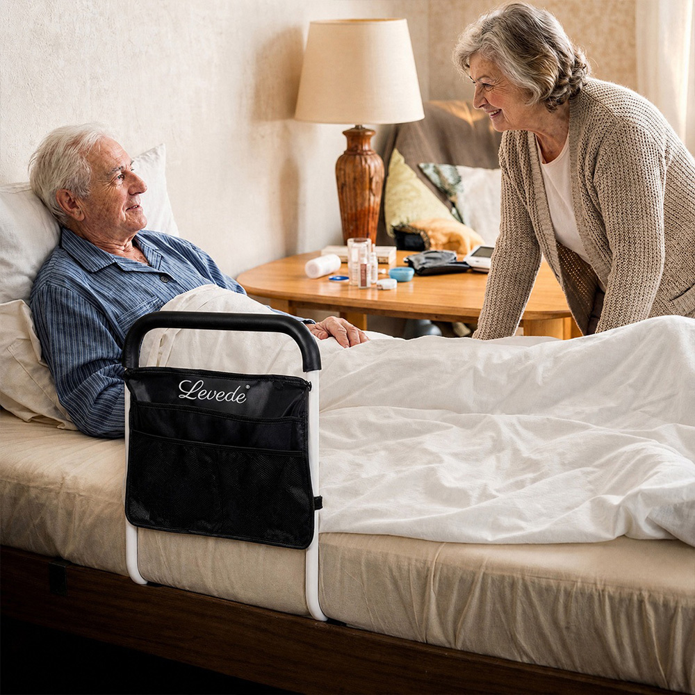 Levede Adjustable Height Safety Assist Bed Rail with Storage Pocket Image 3