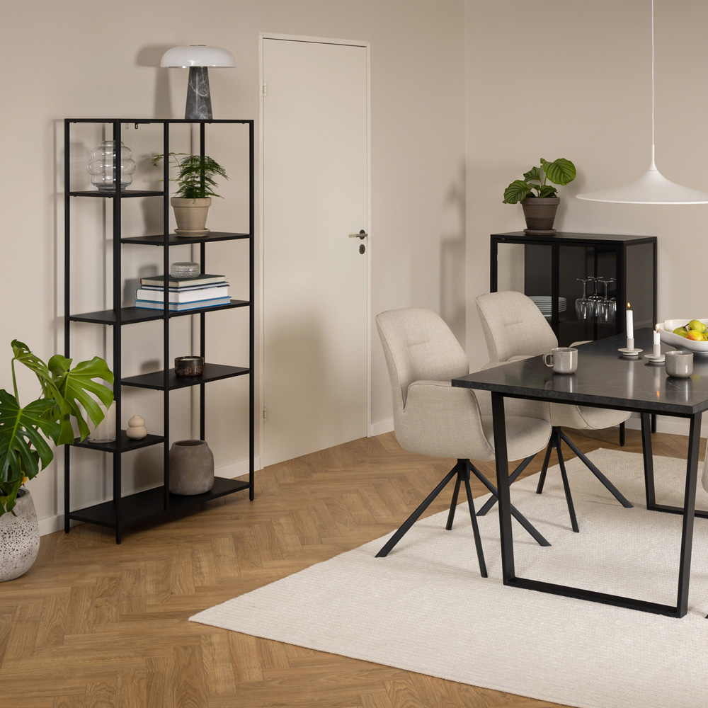 Furniture To Go Newcastle Matt Black 6 Shelf Asymmetrical Bookcase Image 4