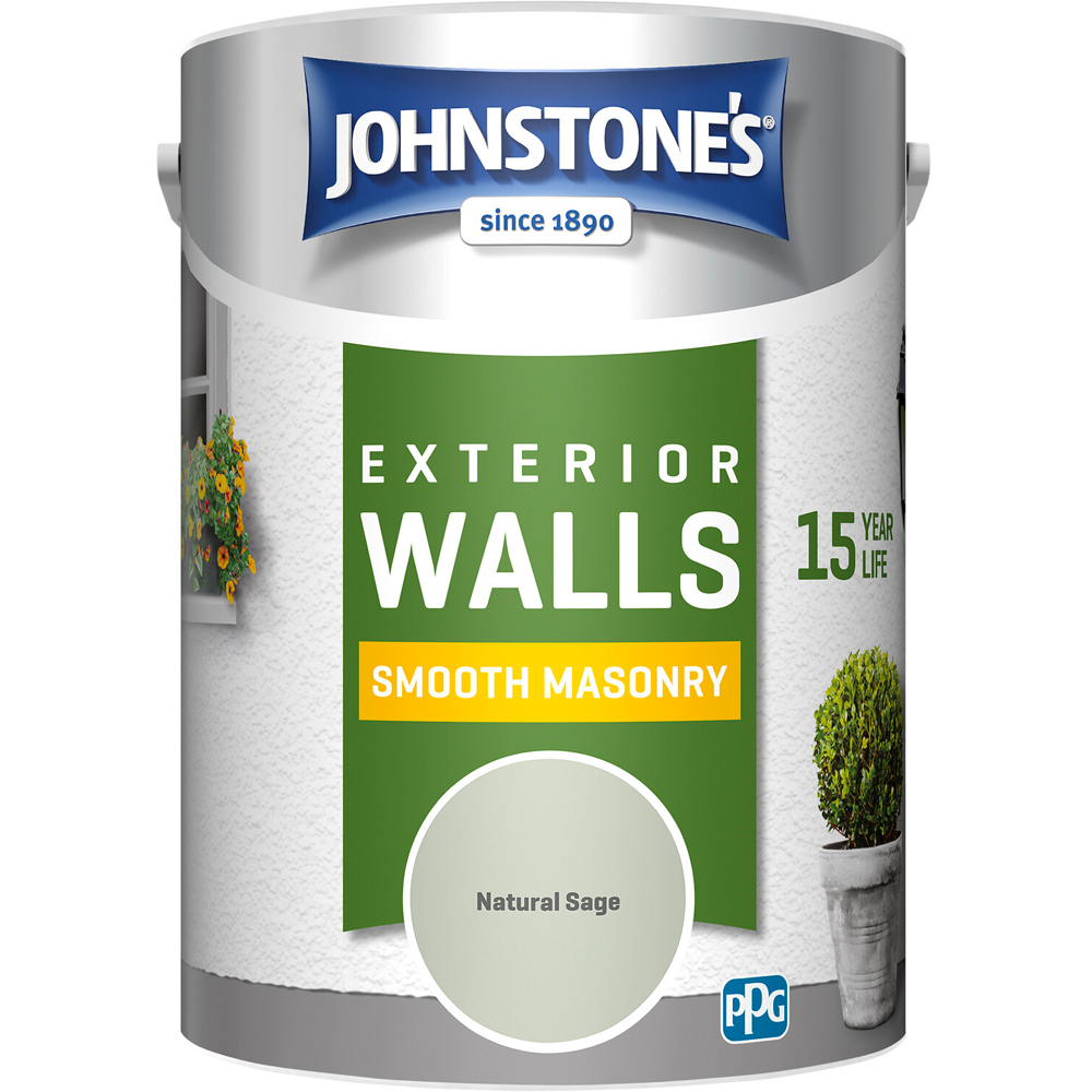 Johnstone's Smooth Masonry Natural Sage Paint 5L Image 2