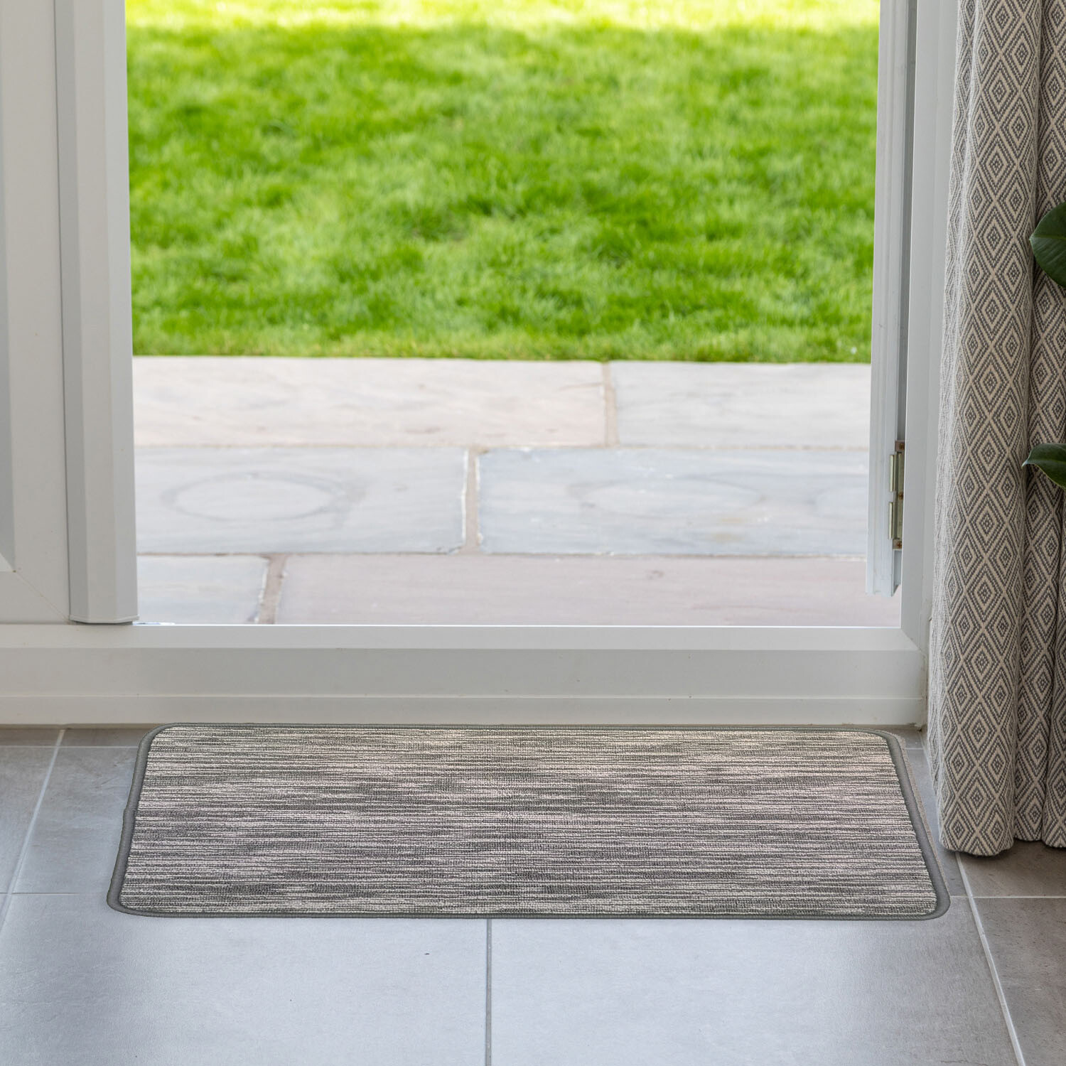 Broken Stripe Washable Mat - Grey Image 2