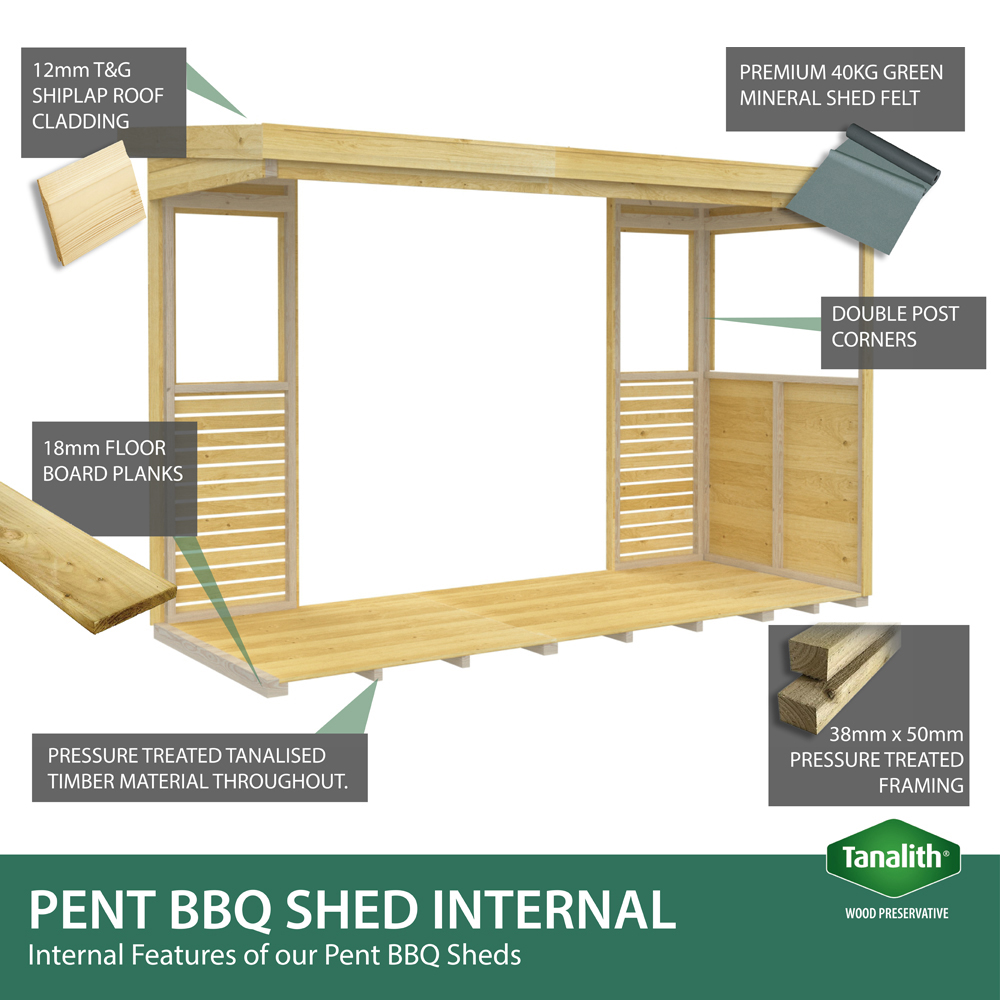 DIY Sheds 10 x 6ft Pressure Treated Tongue and Groove Timber Outdoor Kitchen Shelter Image 8
