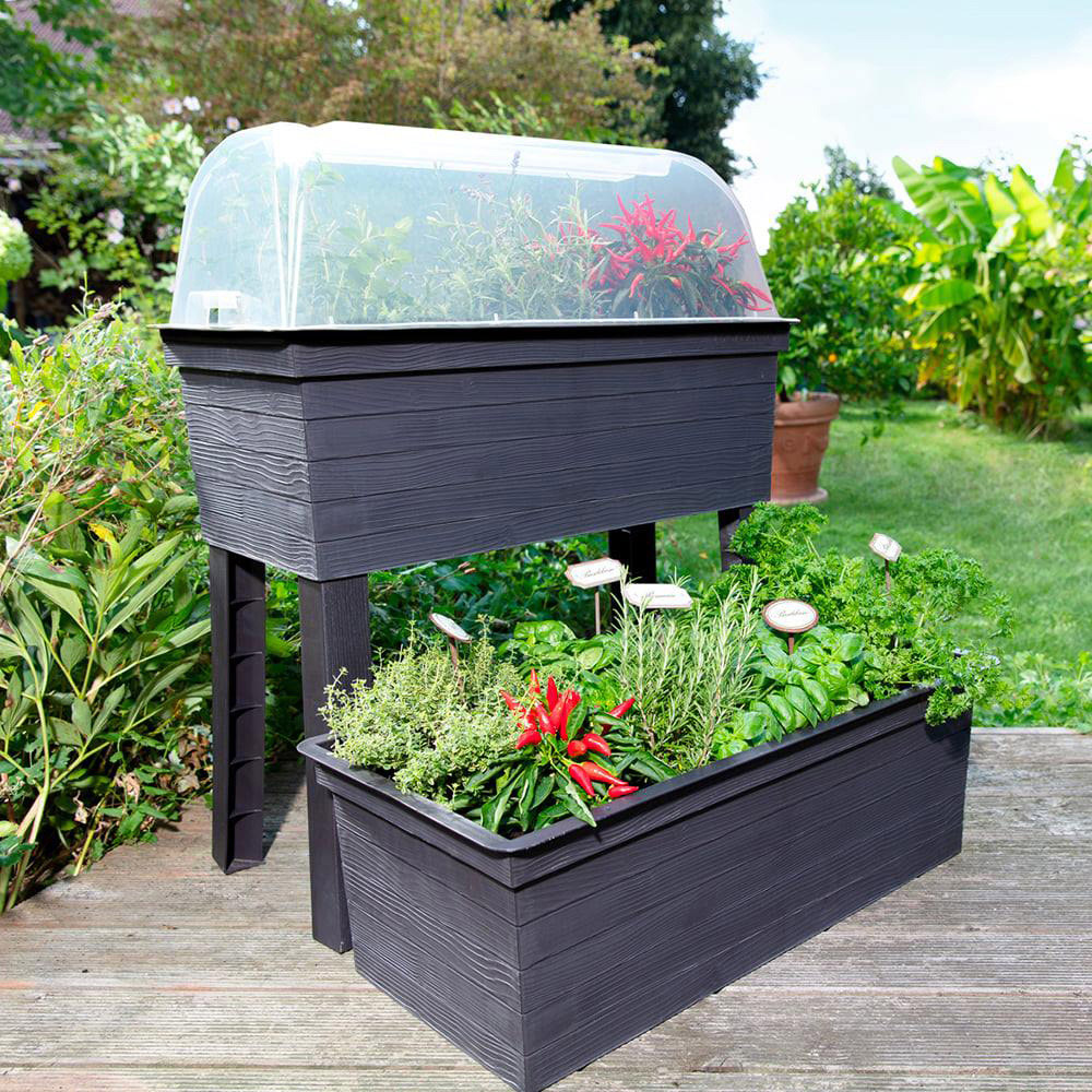 Garantia Urban Balcony Raised Garden Bed with Cover 65 x 37 x 75cm Image 2