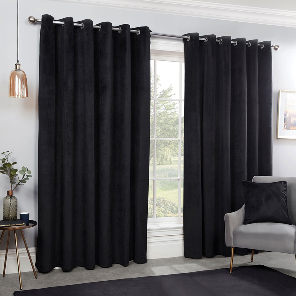Divante Vermont Black Velvet Blackout Curtains 229cm Image 6