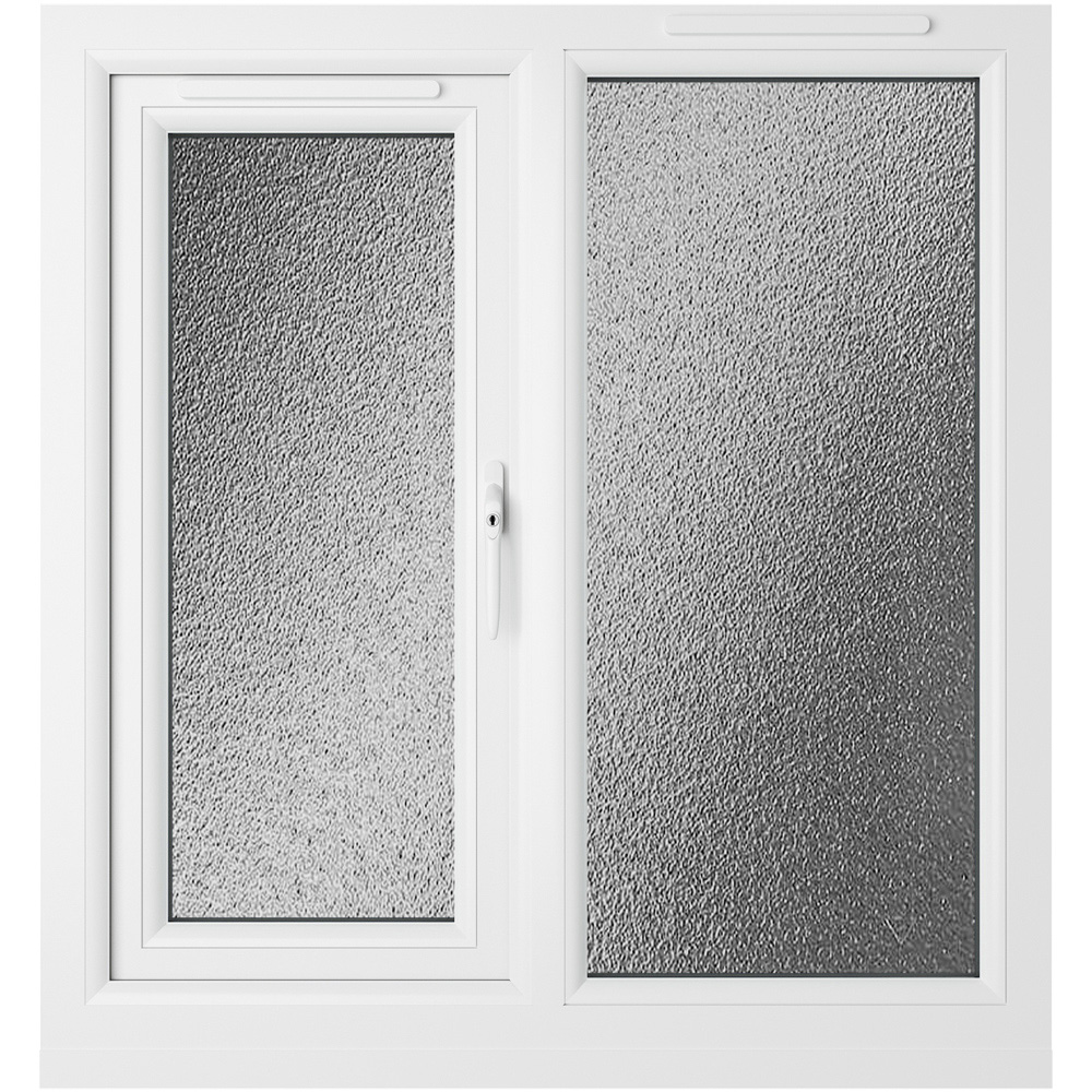 Crystal RH Side Hung Next to a Fixed Grey and White Obscure Glass uPVC Triple Glazed Window 965 x 905mm Image 2