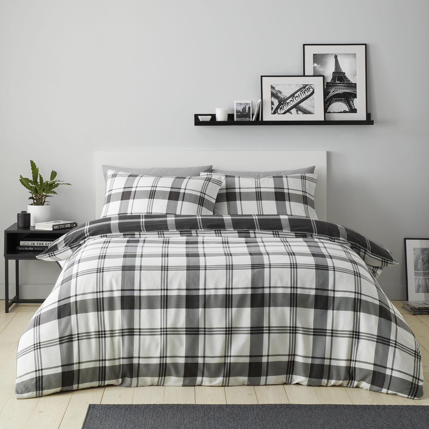 Brodie Check Duvet Set - Black and White / Double Image 2