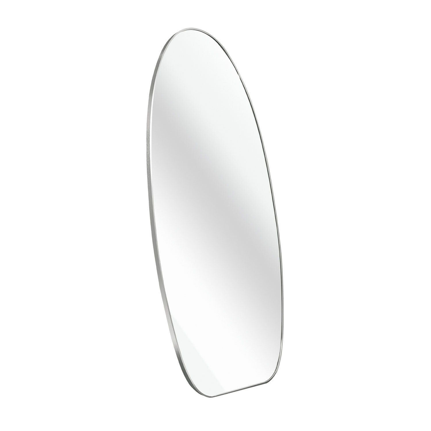 Brushed Long Oval Mirror - Silver Image 4