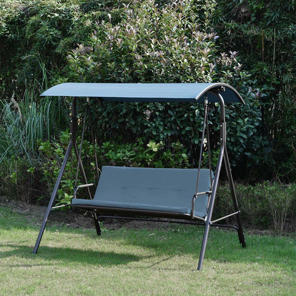 Outdoor Essentials Sardina 3 Seater Blue Swing Chair with Adjustable Canopy Image 2