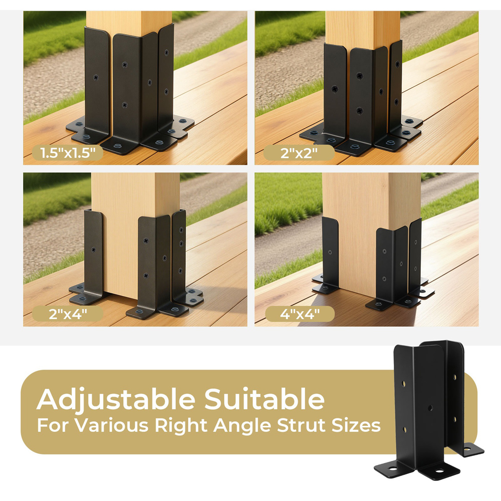 Traderight HW0300-UK 8 Piece Black Iron Fence Post Support Bracket Image 3