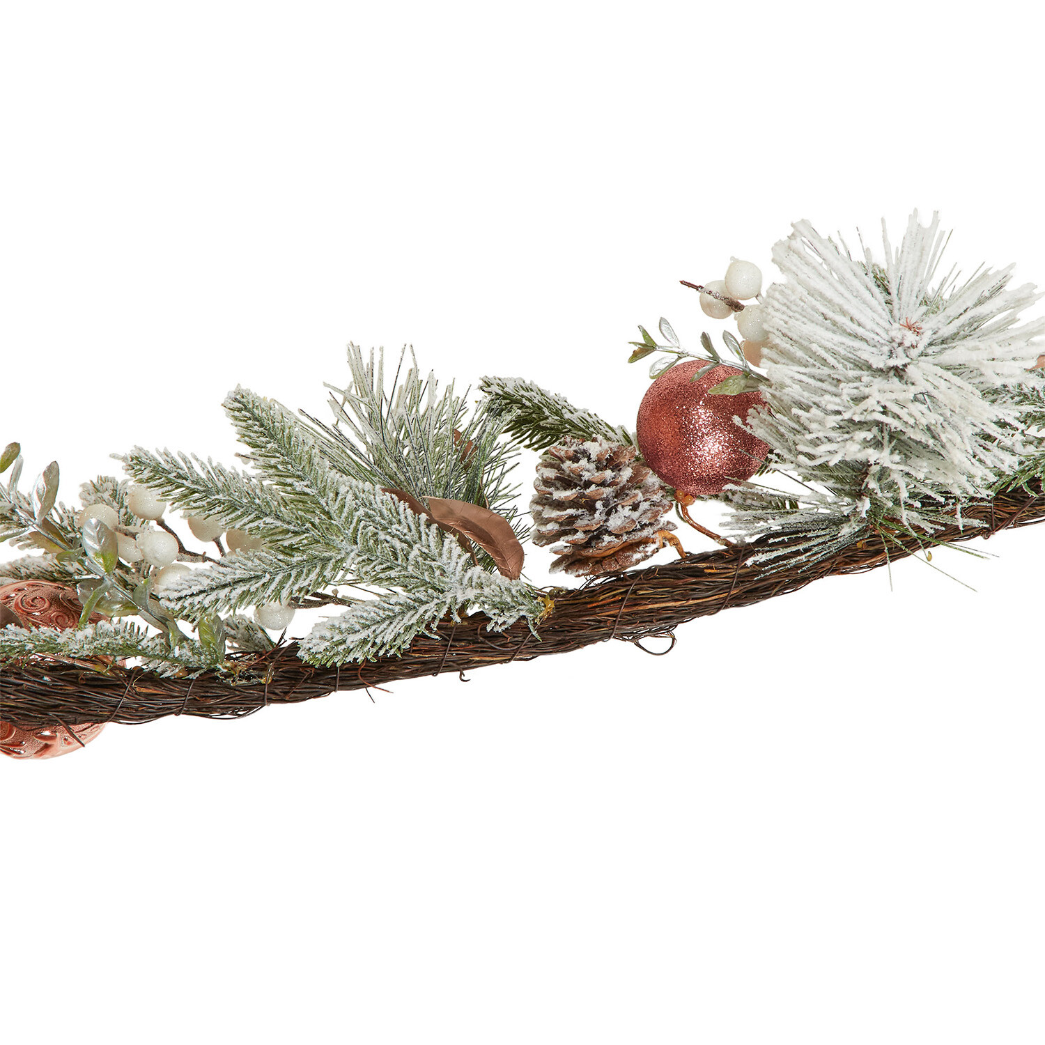 Frosted Dusky Rose Bauble Garland - White & Rose Image 4