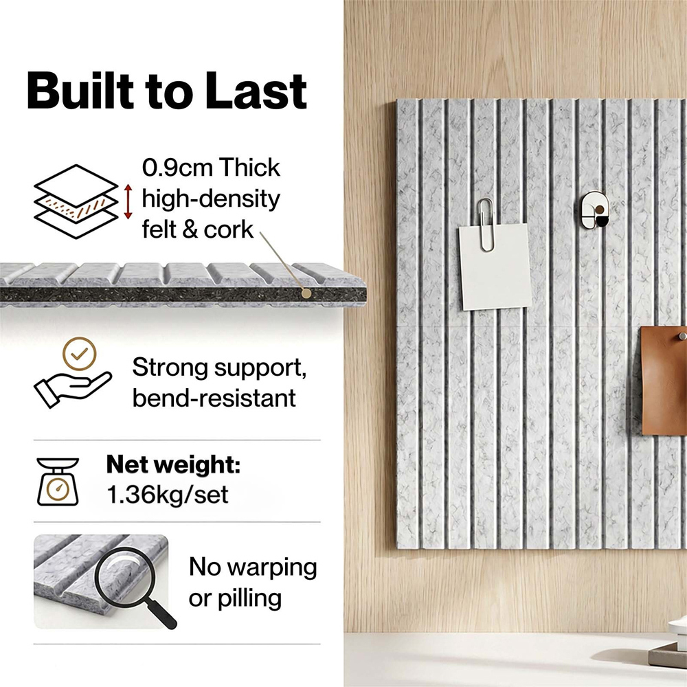 Levede Grey Felt Self Adhesive Notice Board Wall Tile 30 x 30cm 12 Pack Image 5