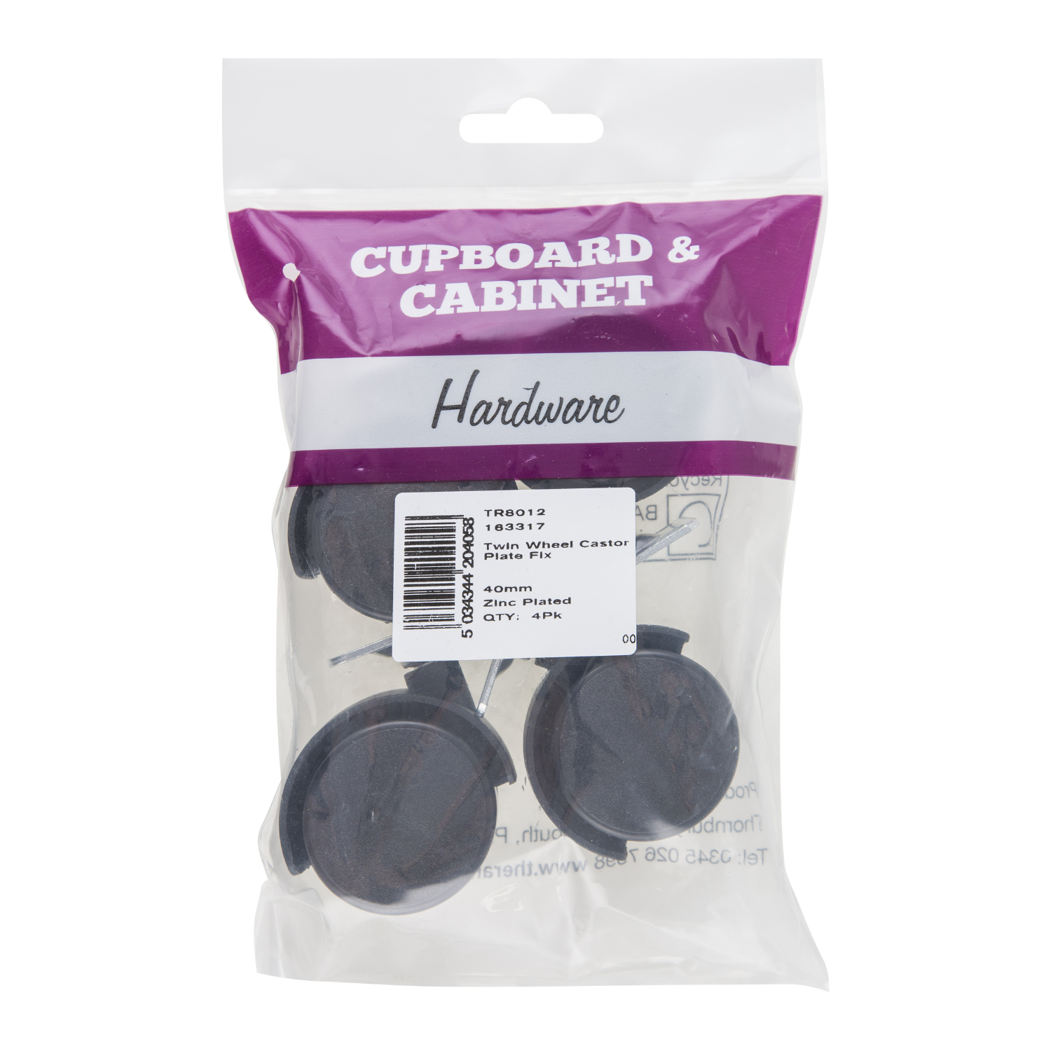 Hiatt Twin Wheel Castors with Plate Fix 4 Pack Image 2