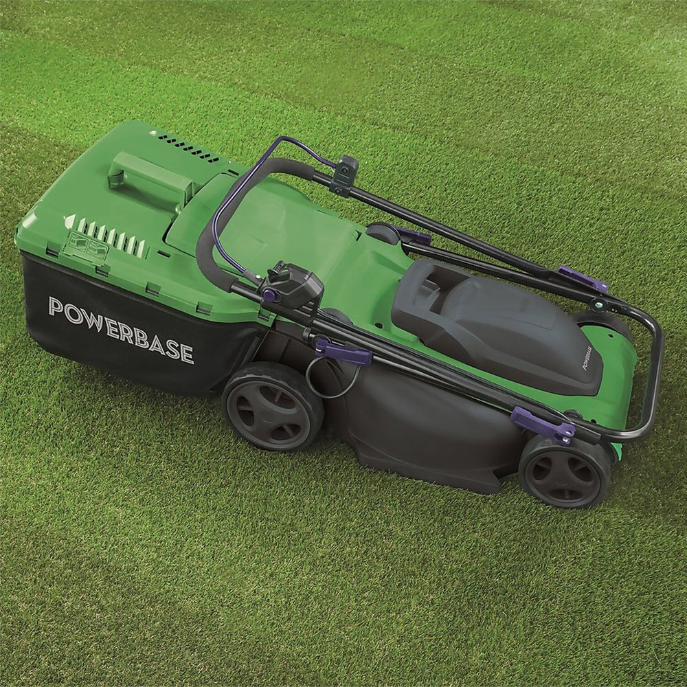 Powerbase 1600W 37cm Green Electric Lawn Mower Image 2