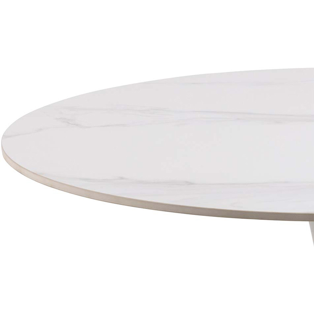 Furniture To Go Malta White Ceramic 4 Seater Round Dining Table Image 4
