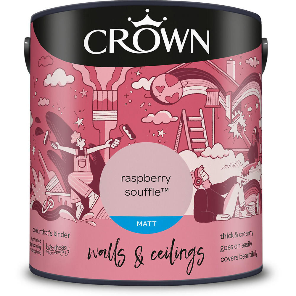 Crown Walls & Ceilings Raspberry Souffle Matt Emulsion Paint 2.5L Image 3