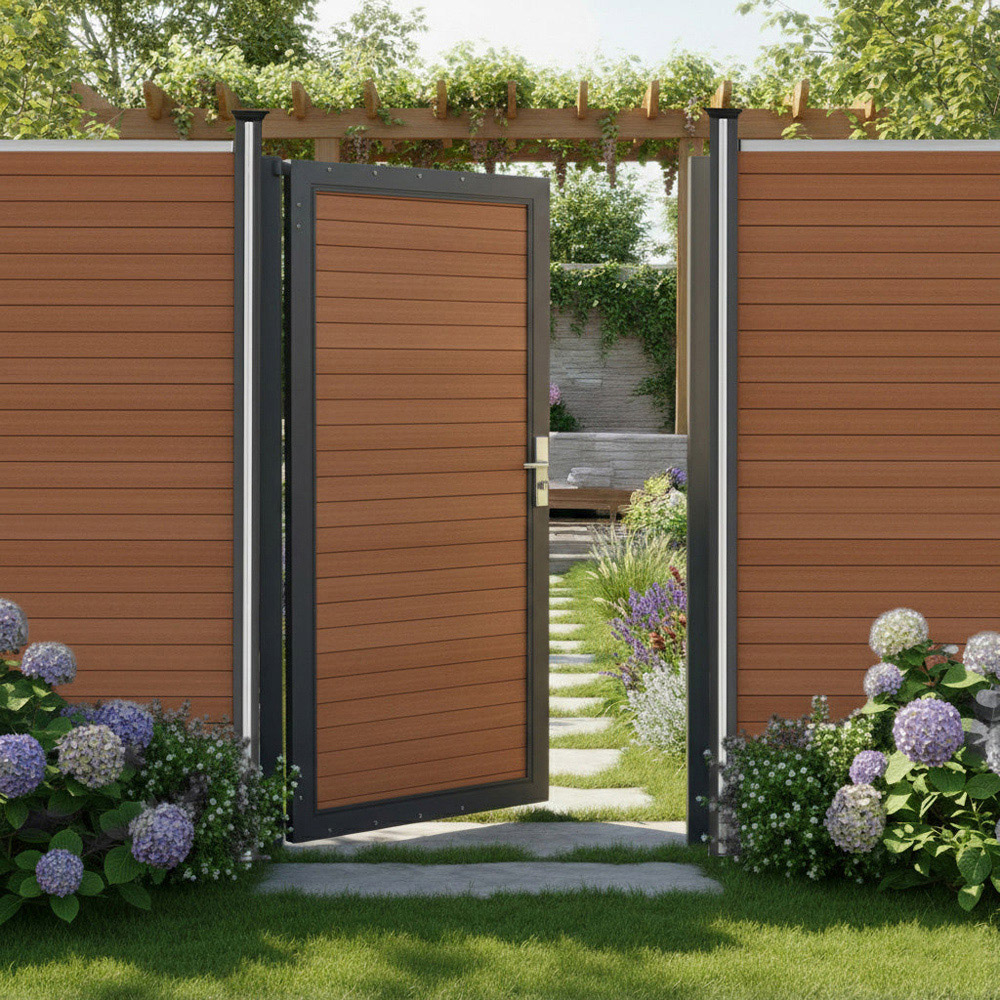 MonsterShop 6 x 3ft Brown Composite Panel Gate Image 2