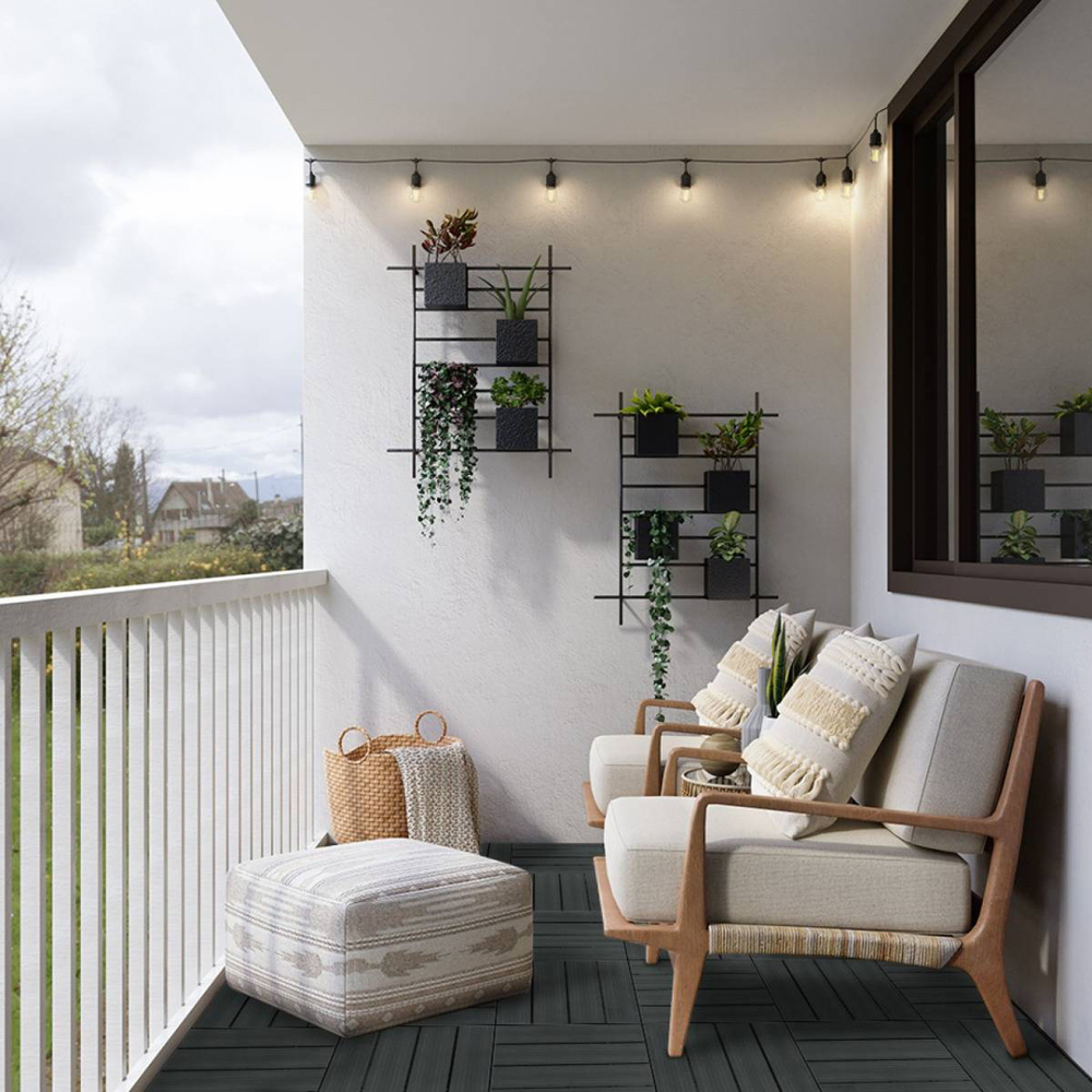 MonsterShop WPC Grey Decking Floor Tile 30 x 30cm 99 Pack Image 2