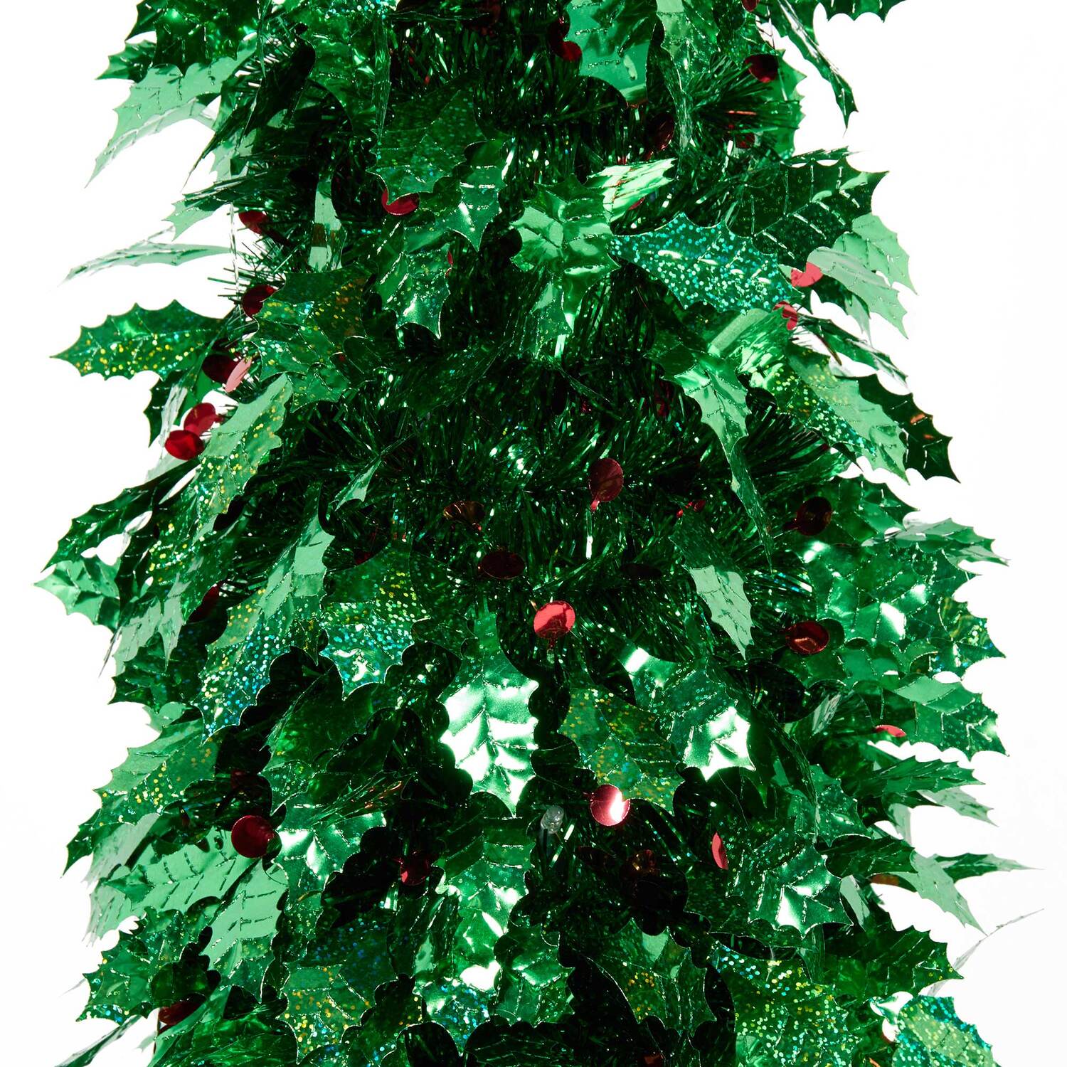Multicoloured LED Holly Tinsel Tree - Green Image 2