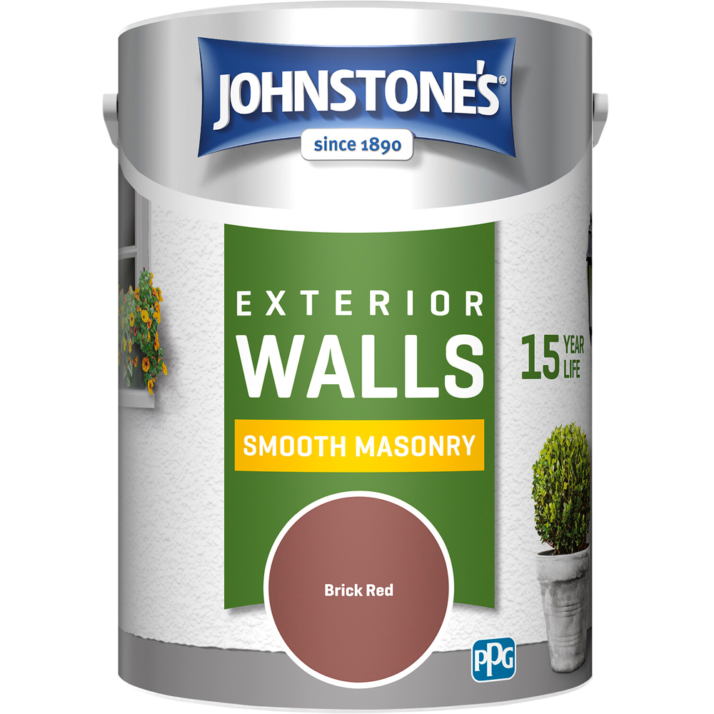 Johnstone's Smooth Masonry Brick Red Paint 5L Image 2