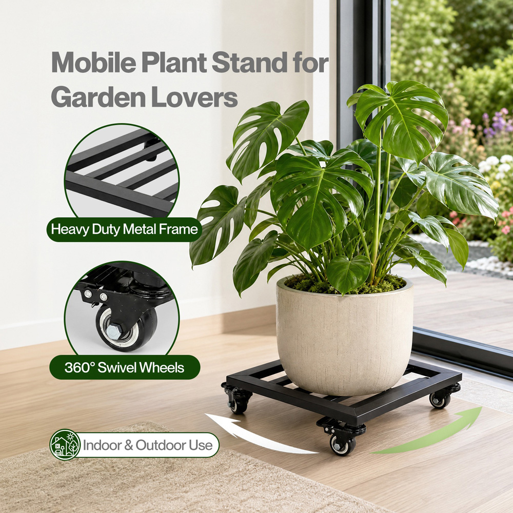 Toque 30 x 30cm Heavy Duty Plant Caddy with Wheels Set of 2 Image 6