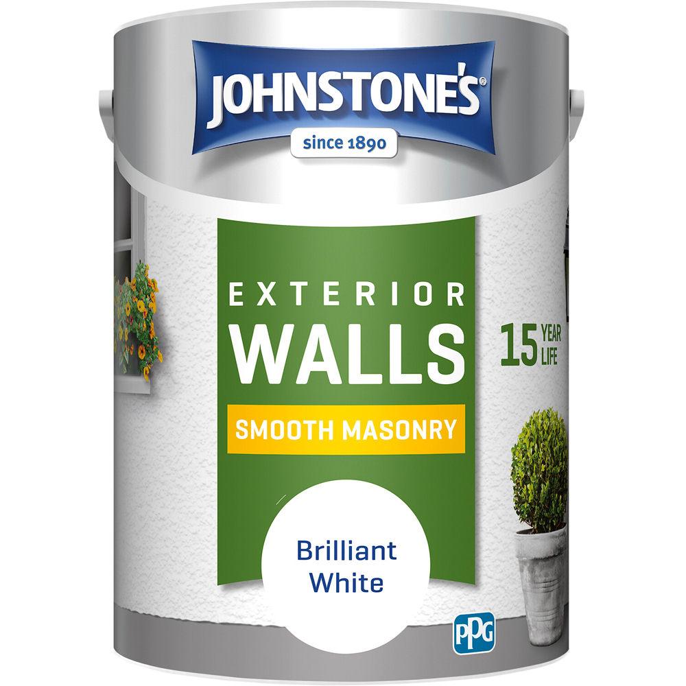 Johnstone's Smooth Masonry Brilliant White Paint 5L Image 2