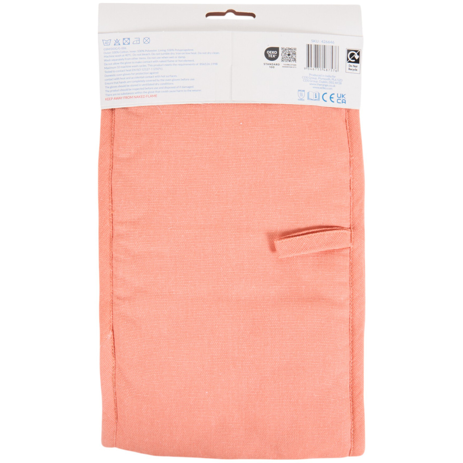 In Bloom Double Oven Glove White and Peach Image 2