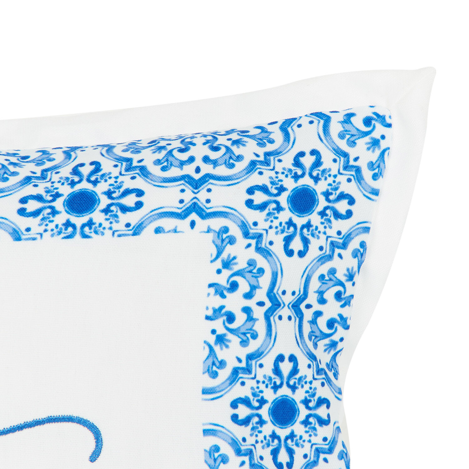 Dolce Vita Life is Beautiful Outdoor Cushion - White and Blue Image 3