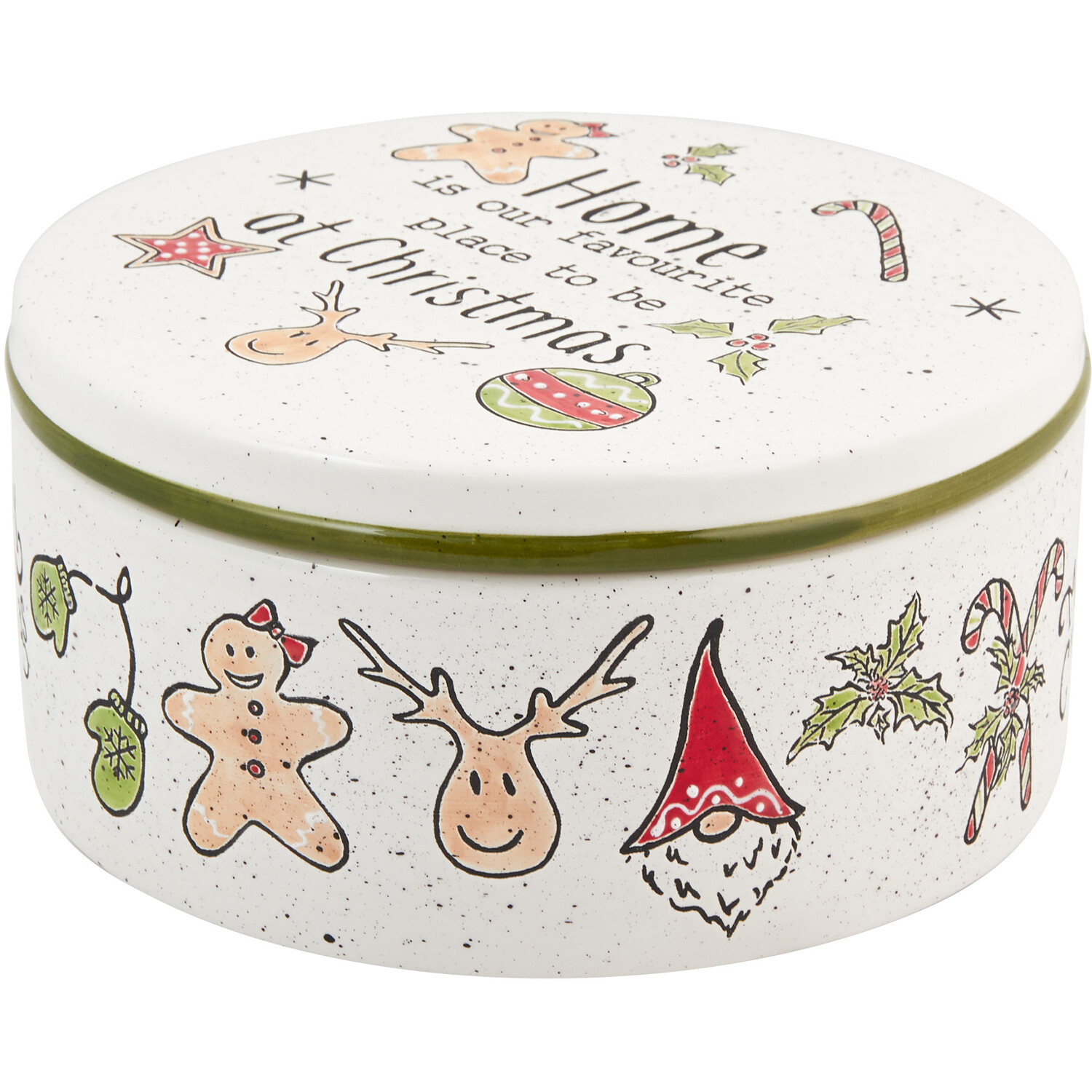 Festive Stone Christmas Cake Tin - White Image 2