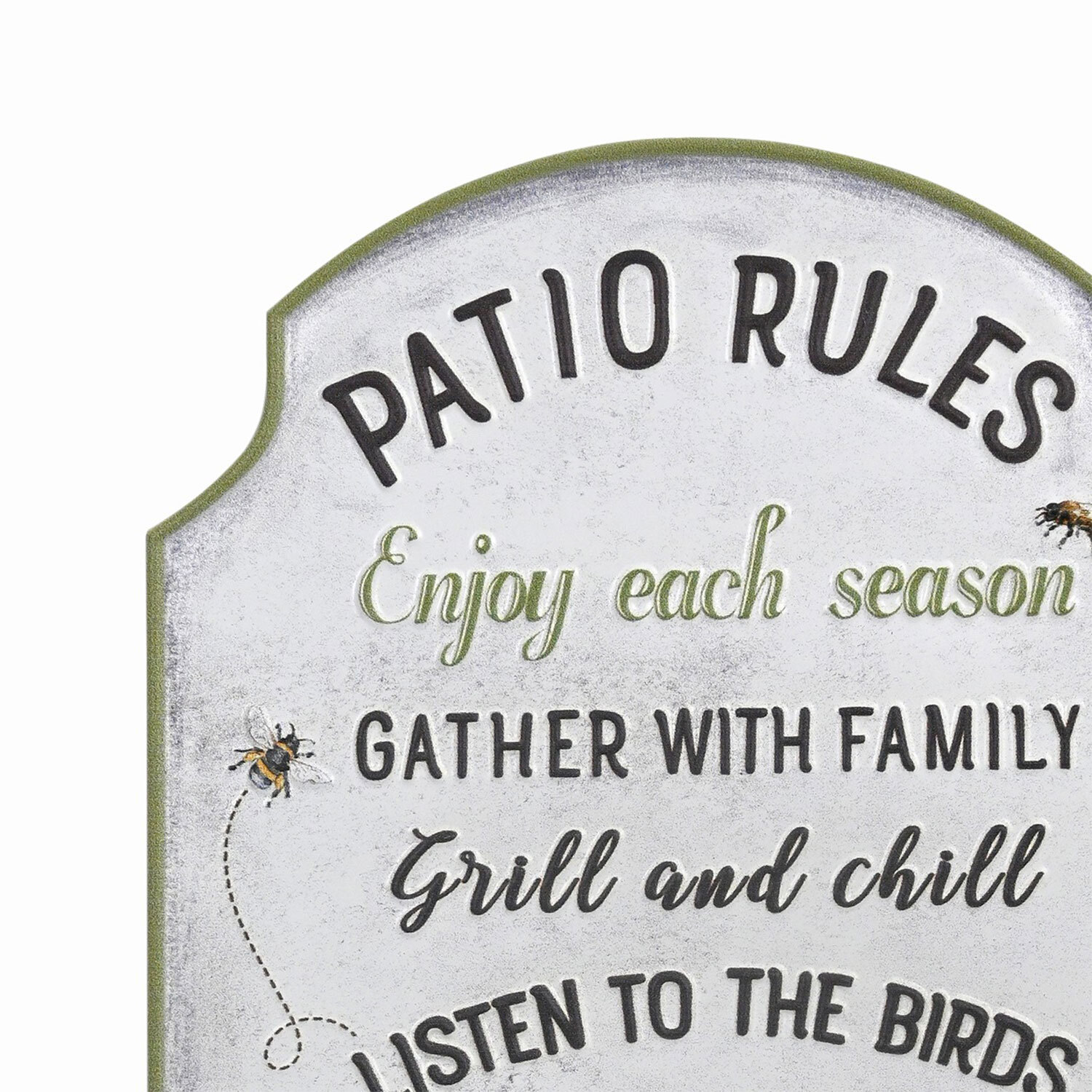 Garden Floral Embossed Metal Sign - White Image 3