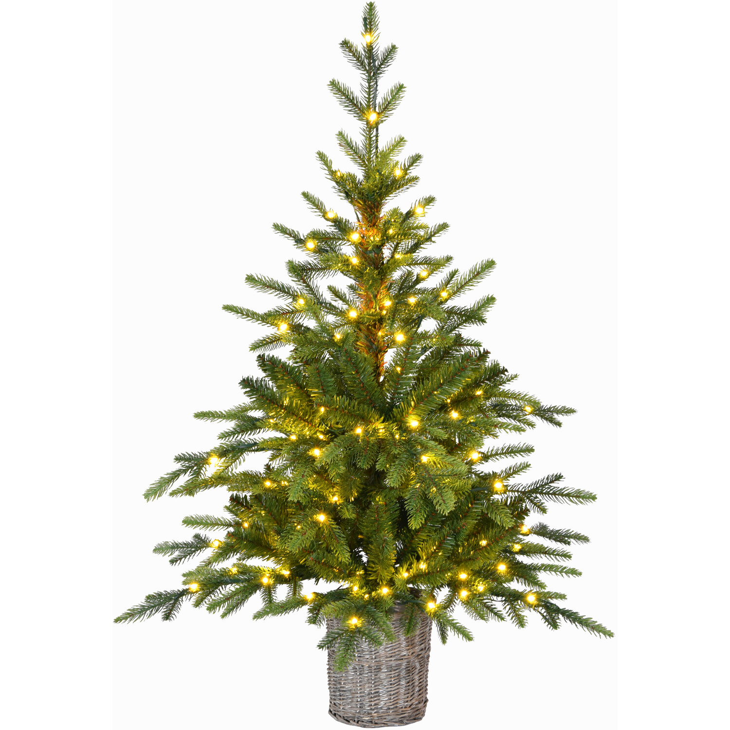 3.5ft Ashcombe Pre Lit Potted Fir Tree Green Image 4