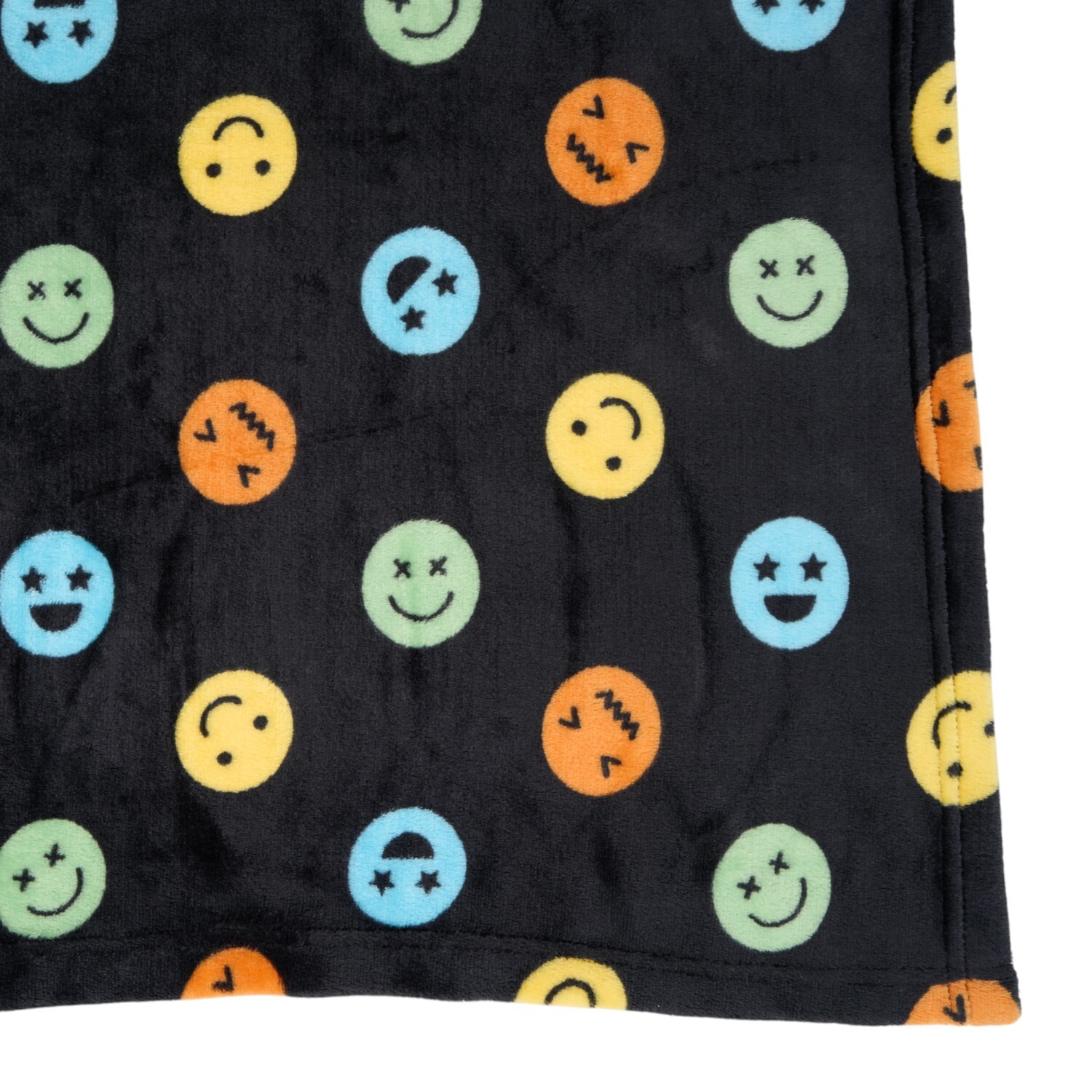 Fun Faces Printed Fleece Throw Black Image 5