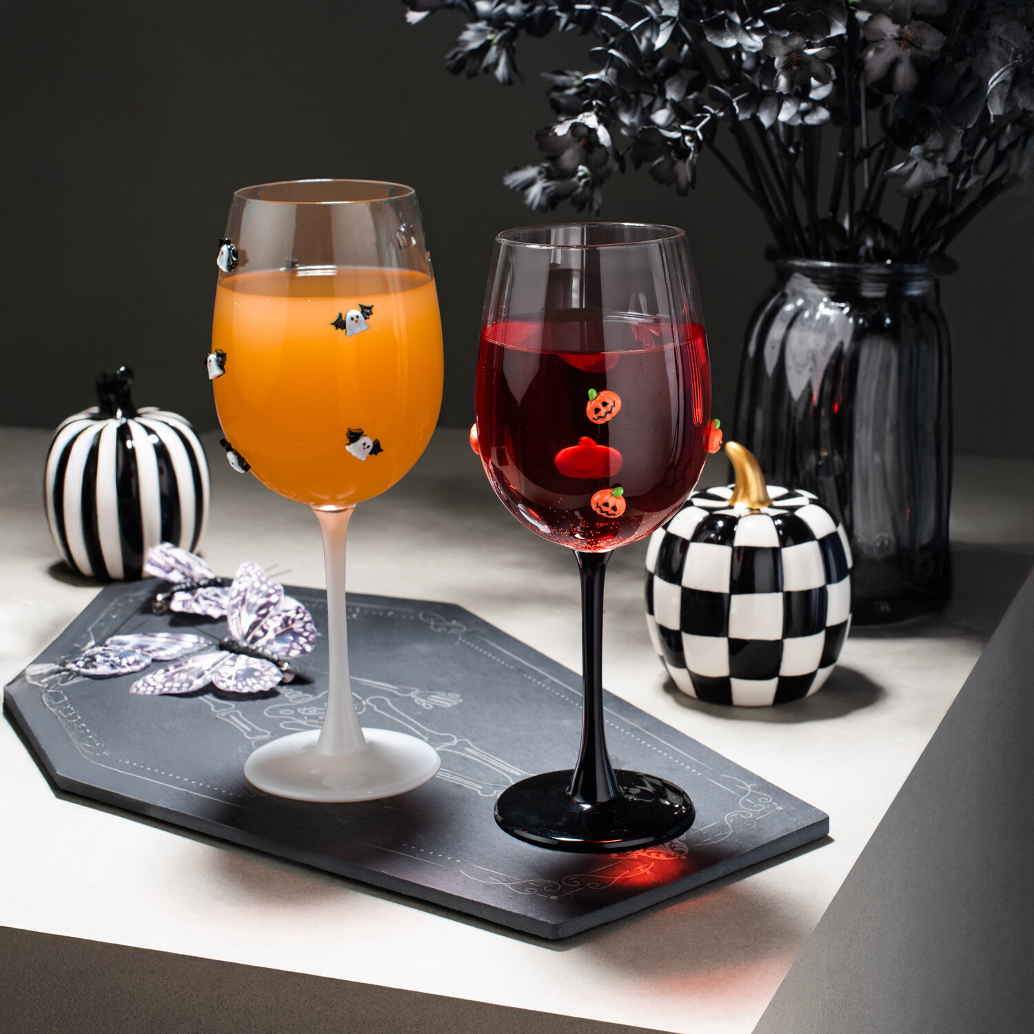 Pumpkin 3D Wine Glass Clear Image 2