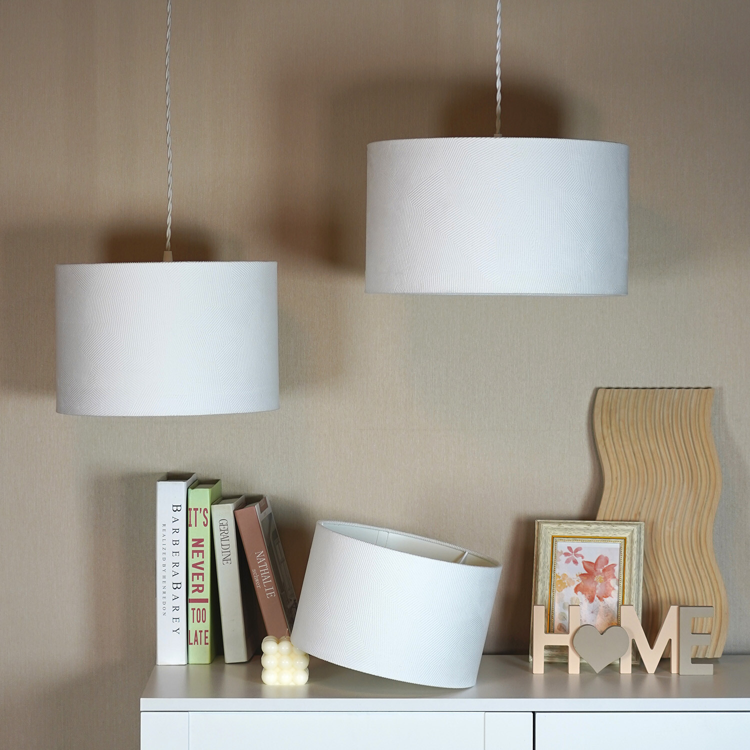 Geometric Drum Shade - White / 30cm Image 4