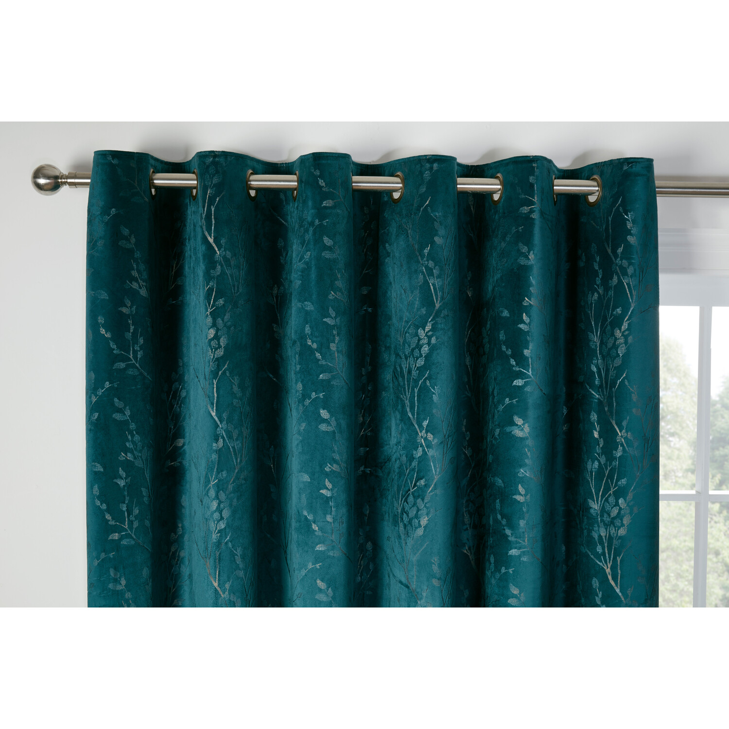 Divante Avery Velvet Eyelet Curtains - Teal / 137cm / 168cm Image 3