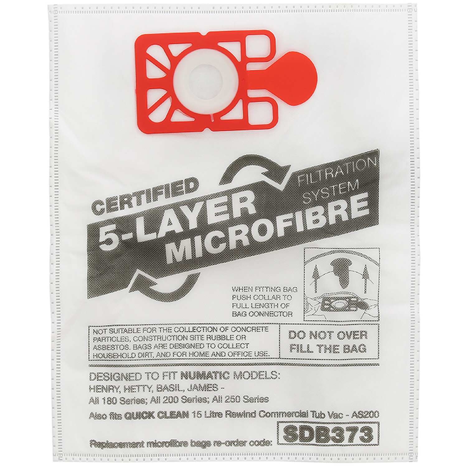 Pack of 10 Numatic Henry AS200 Dust Bags - White Image 3