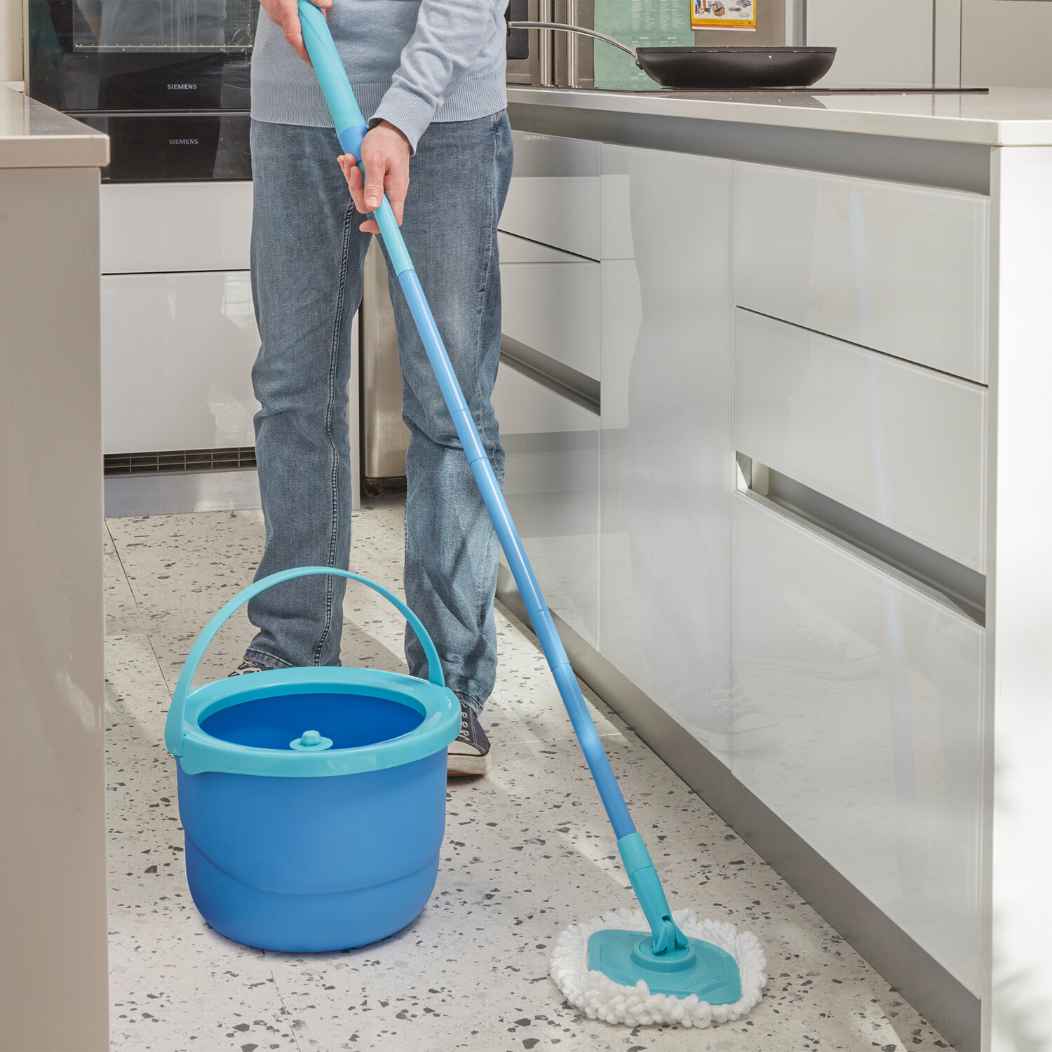 Spontex Full Action Spin Mop and Bucket - Blue Image 3