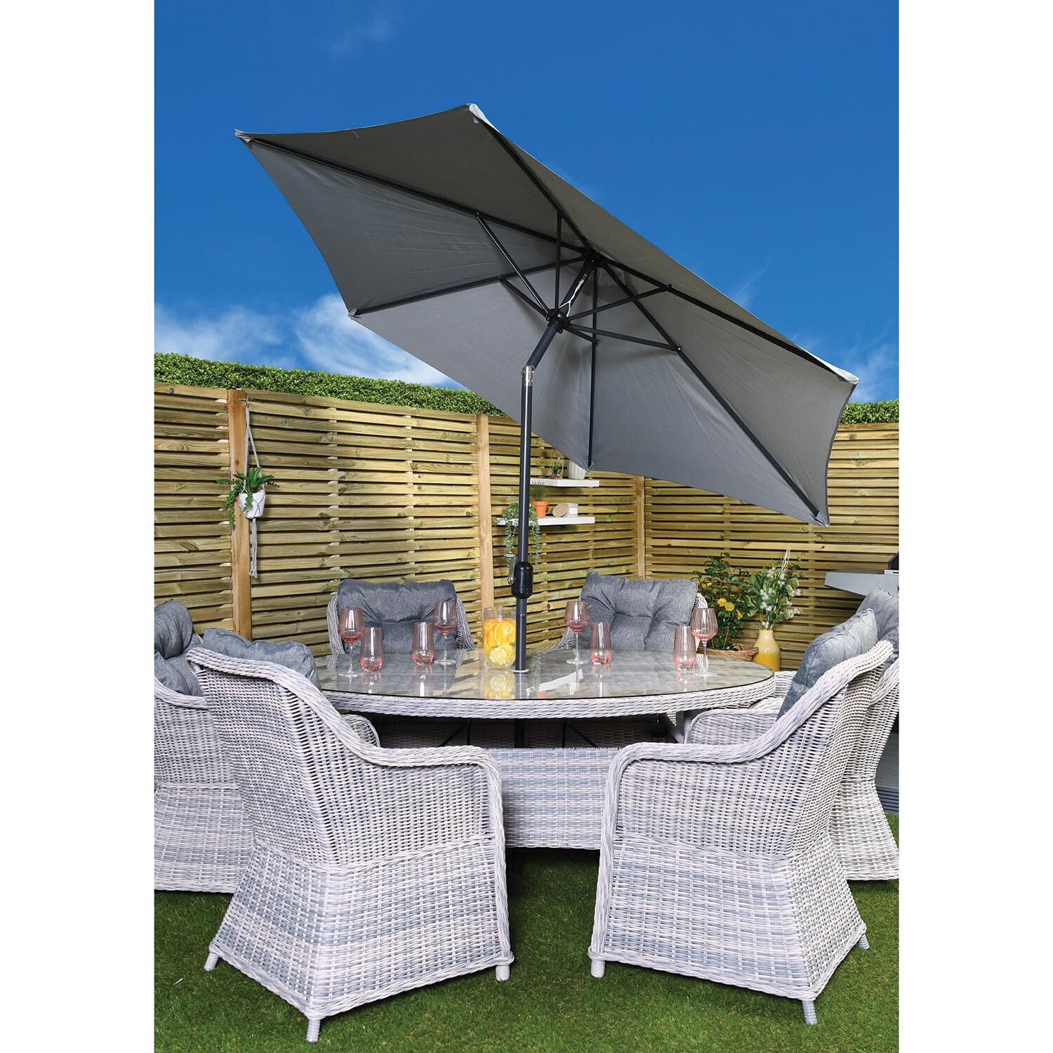 Grey Crank and Tilt Parasol 3m Image 4