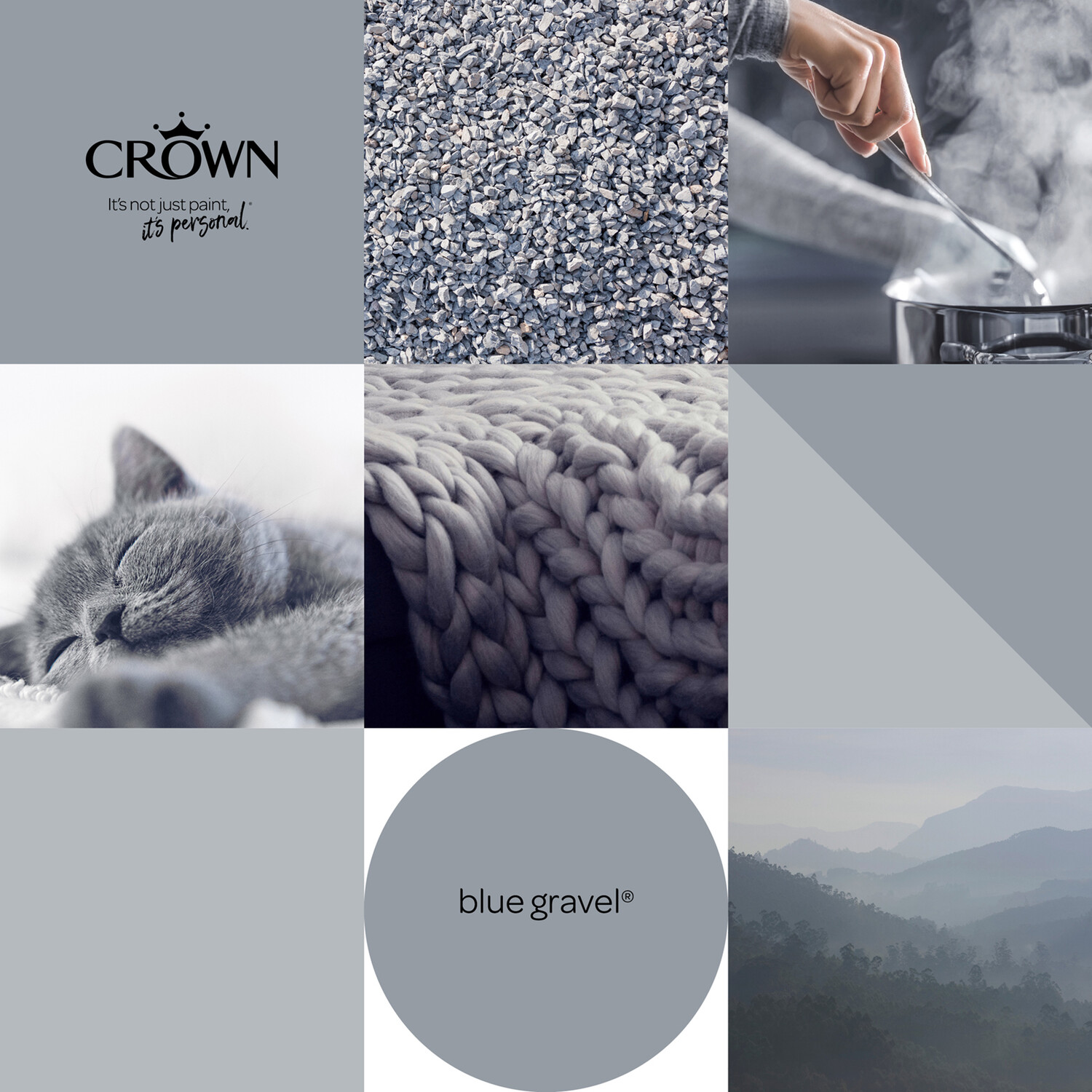 Crown Walls & Ceilings Blue Gravel Mid Sheen Emulsion Paint 2.5L Image 7