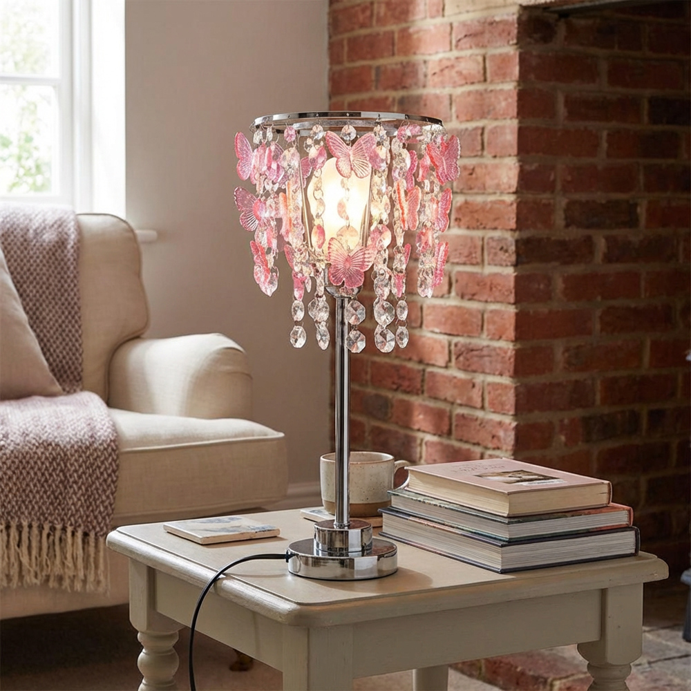 Pink Butterfly Table Lamp Pink Image 4