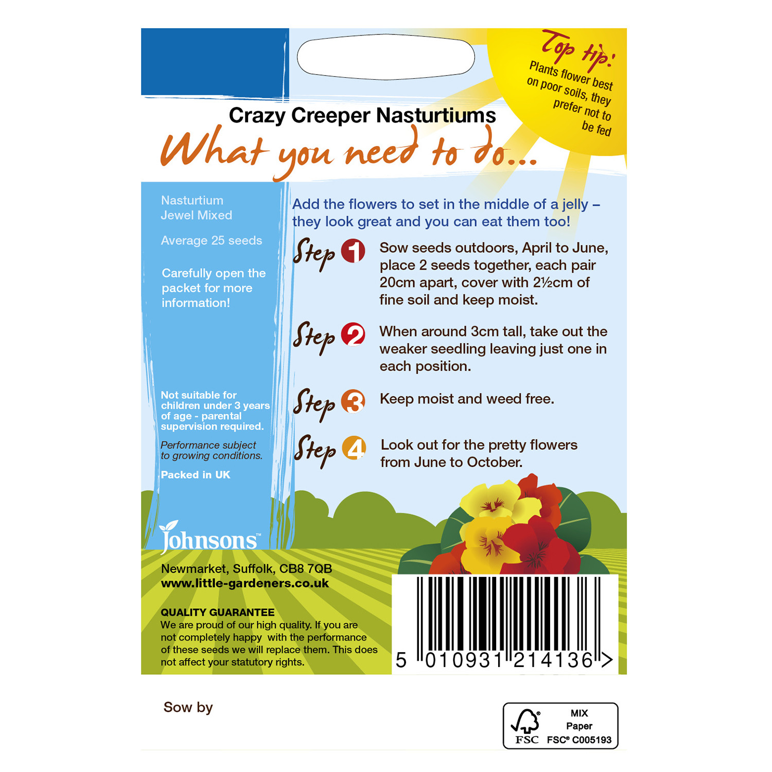 Johnsons Little Gardeners Crazy Creeper Nasturtiums Image 2