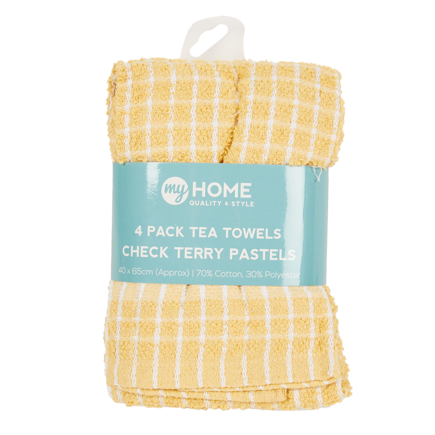 Pack of 4 Check Terry Tea Towel Pastels - Pastel Image 7