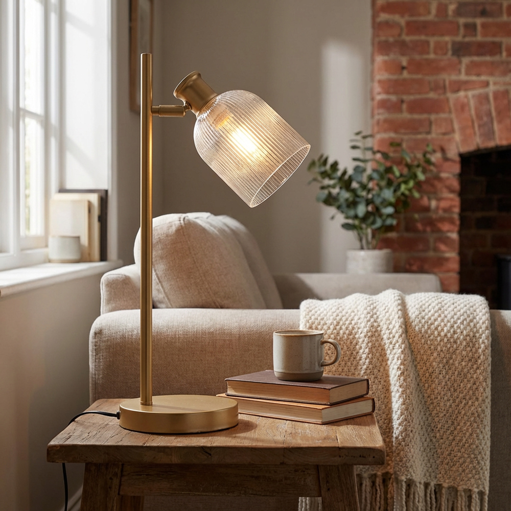 Gold Sorrento Glass Dome Table Lamp Image 6