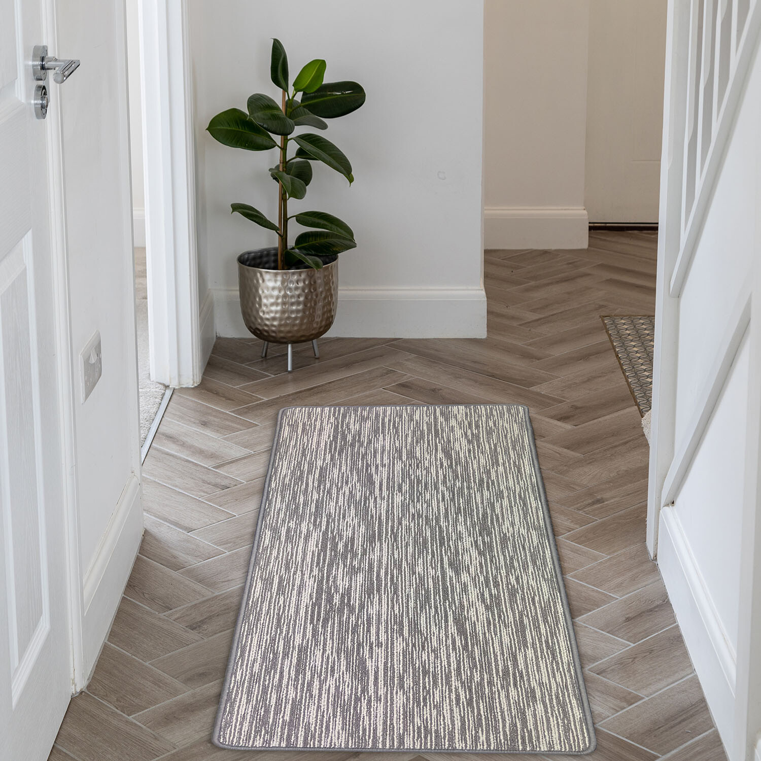 Broken Stripe Washable Runner - Grey Image 2